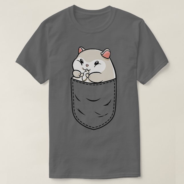 Funny Hamster Peeked Out in a Pocket Pet Animal Lo T-Shirt (Design Front)