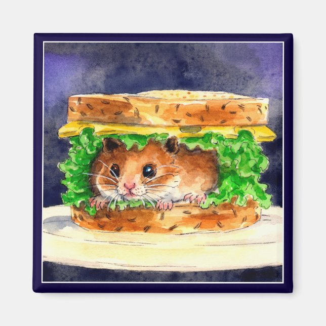 Funny hamster sandwich magnet (Front)