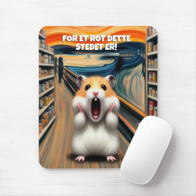 Funny Hamster Screams in the Style of Edvard Munch Mouse Pad (With Mouse)