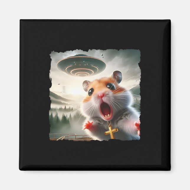 Funny Hamster Selfie With Alien Trip Meme Pet Crui Magnet (Front)