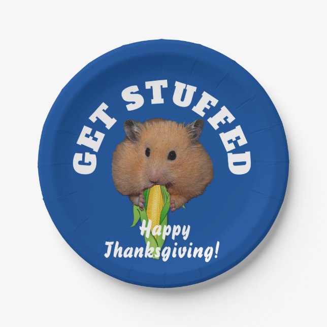 Funny Hamster Thanksgiving   Paper Plates (Front)