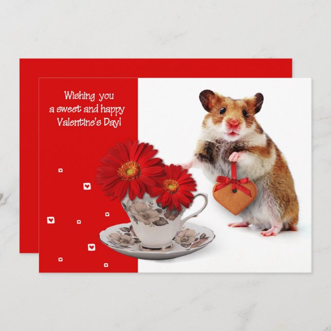 Funny Hamster Valentine's Day Flat Holiday Card (Front/Back)