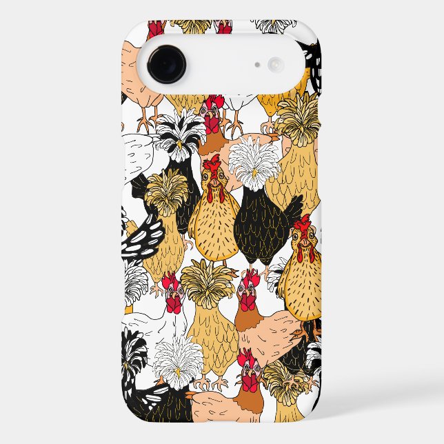 Funny Hand Drawn Cartoon Chickens Case-Mate iPhone Case (Back)