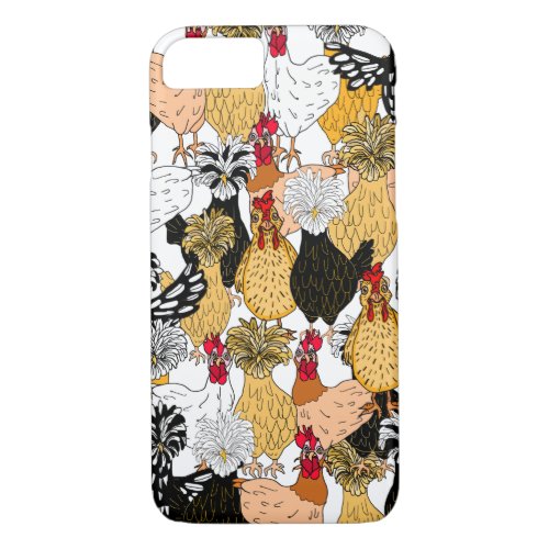 Funny Hand Drawn Cartoon Chickens iPhone 87 Case