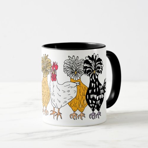  Funny Hand drawn Cartoon Chickens Mug