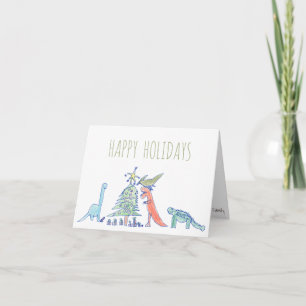 Funny Hand Drawn Dinosaur T-Rex Christmas Holiday Card