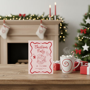 Funny Hand-Drawn Doodle Christmas Party Invitation
