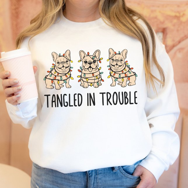 Funny Hand Drawn French Bulldog Christmas Sweatshirt (Funny Hand Drawn French Bulldog Christmas Shirt)