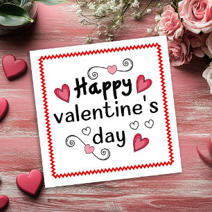 Funny Hand Drawn Valentine Card for Wife Red Black