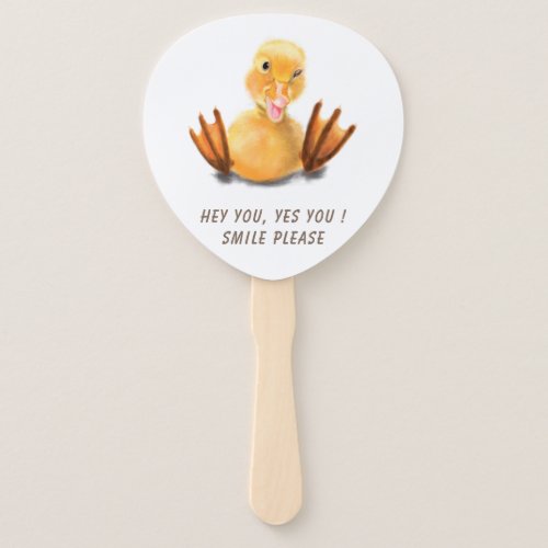 Funny Hand Fan with Playful Duck Smile _ Your Text