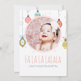 Funny Hand-Lettered Fa La La Christmas Photo Holiday Card