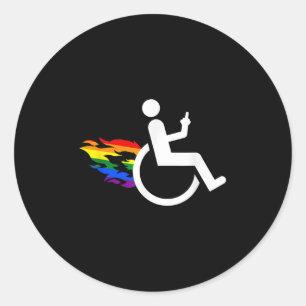Funny Handicap Disabled Lesbian Amputee Lgbt Gay W Classic Round Sticker