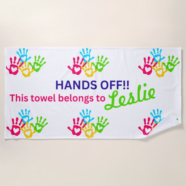 FUNNY HANDS OFF BEACH TOWEL (Front)