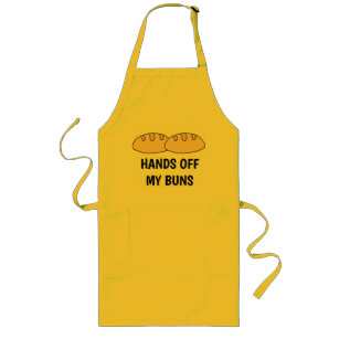 Funny HANDS OFF MY BUNS kitchen Long Apron
