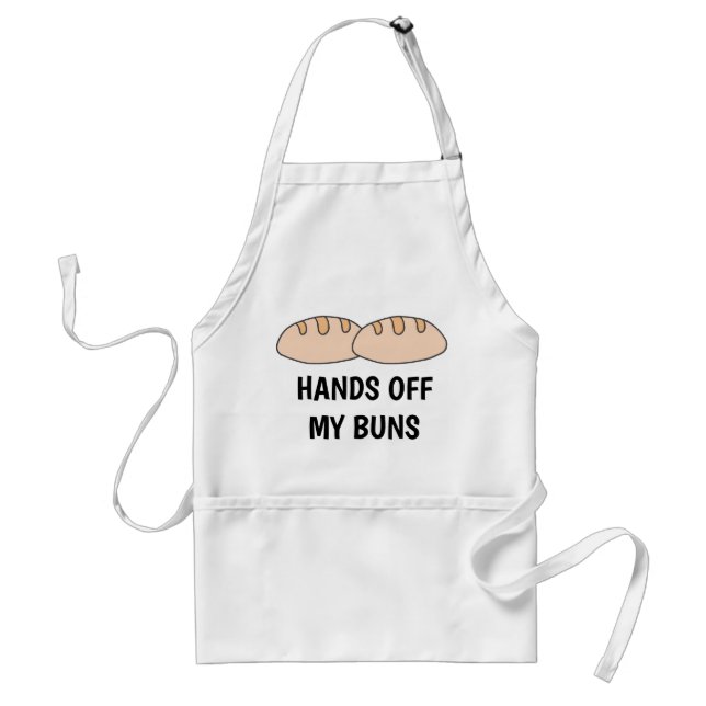 Funny HANDS OFF MY BUNS kitchen Adult Apron (Front)