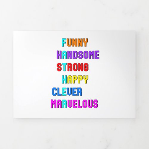 Funny Handsome Strong Daddy Dad Happy Fathers Day Tri_Fold Holiday Card