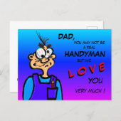 Funny Handyman Catoon DAD Postcard (Front/Back)