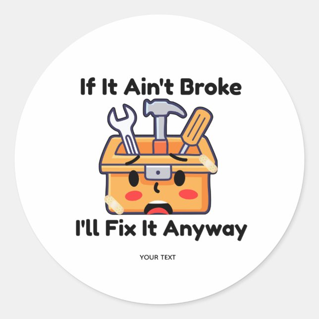 Funny Handyman Tool Box Dad Joke Personalized Classic Round Sticker (Front)