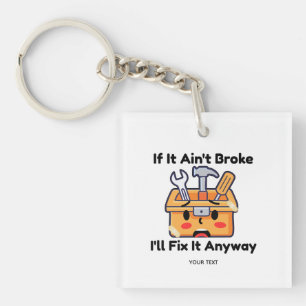 Funny Handyman Tool Box Dad Joke Personalized Keychain