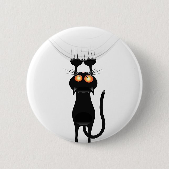 Funny Hang On Cat Button (Front)