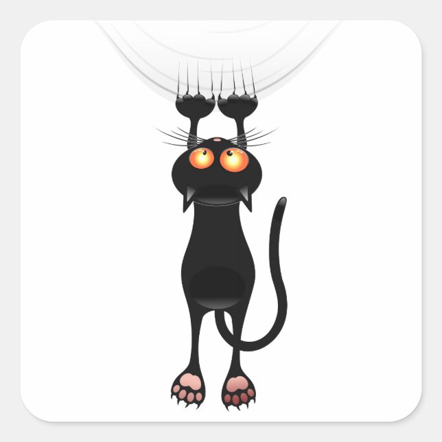 Funny Hang On Cat Square Sticker (Front)