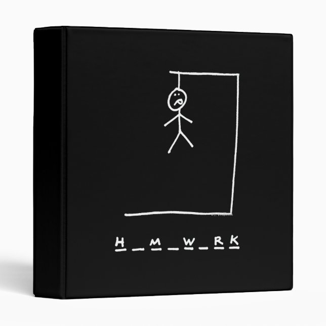Funny Hangman Game in White Chalk Anti Homework Binder (Front/Spine)