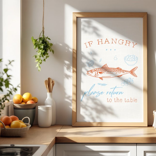 Funny Hangry Fish Quote Kitchen Wall Art Poster (Creator Uploaded)