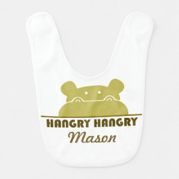 Funny Hangry Hippo Hungry Cartoon Hippopotamus Baby Bib