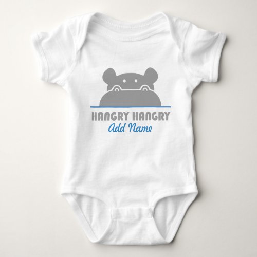 Funny Hangry Hippo Hungry Cartoon Hippopotamus Baby Bodysuit