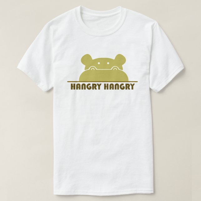 Funny Hangry Hippo Hungry Cartoon Hippopotamus T-Shirt (Design Front)