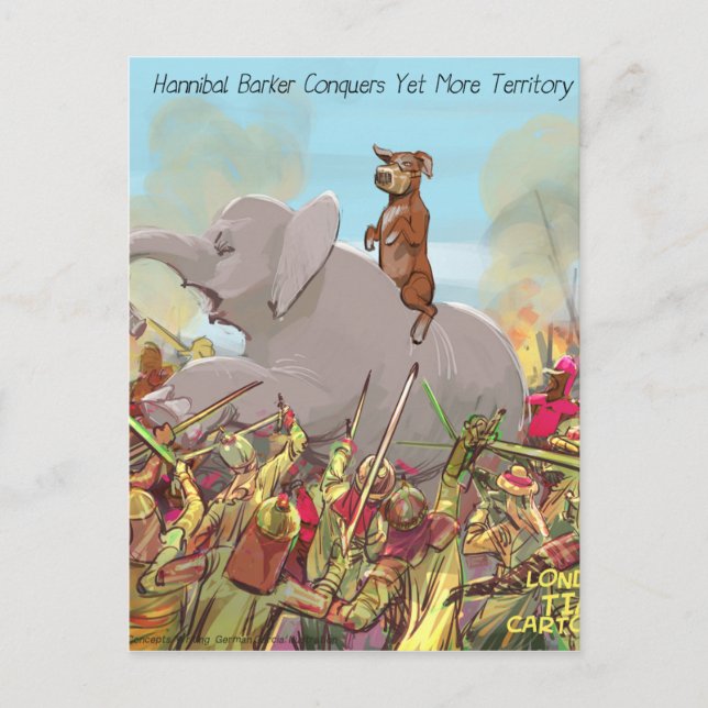Funny Hannibal Barca Conquers Land Postcard (Front)