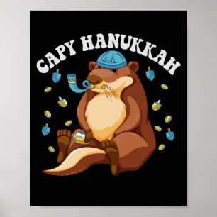 Funny Hanukkah Capybara Jewish Animal Lover Poster
