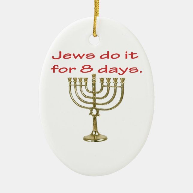 Funny Hanukkah Ceramic Ornament (Front)