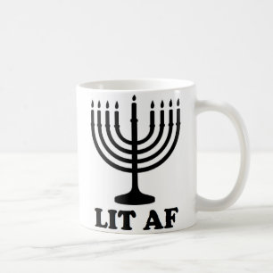 Funny hanukkah chanukah menorah lit af coffee mug
