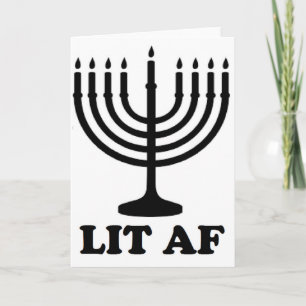 Funny hanukkah chanukah menorah lit af holiday card