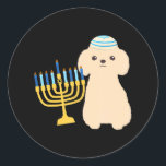 Funny Hanukkah Chanukah Poodle Dog Lover Menorah Classic Round Sticker<br><div class="desc">Funny Hanukkah Chanukah Poodle Dog Lover Menorah</div>