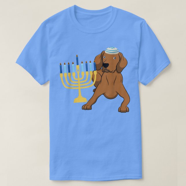 Funny Hanukkah Chanukah Vizsla Dog Lover Menorah J T-Shirt (Design Front)