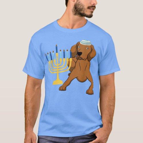 Funny Hanukkah Chanukah Vizsla Dog Lover Menorah J T_Shirt