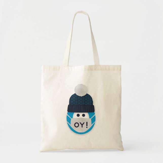 Funny Hanukkah Holiday Masked Character Oy! Tote Bag (Front)