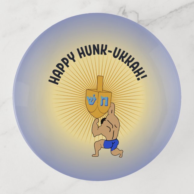 Funny Hanukkah Hunk Holiday Trinket Tray (Front)