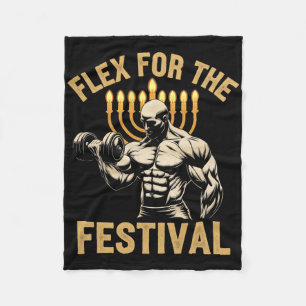 Funny Hanukkah Jewish Gym Workout Flex For The Fes Fleece Blanket