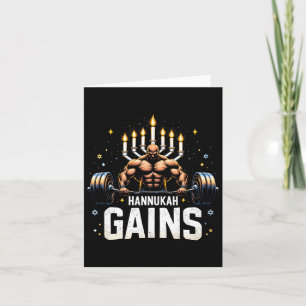 Funny Hanukkah Jewish Gym Workout Hannukah Gains Card