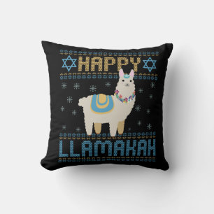 Funny Hanukkah Jewish Holiday Ugly Sweater Humor Throw Pillow