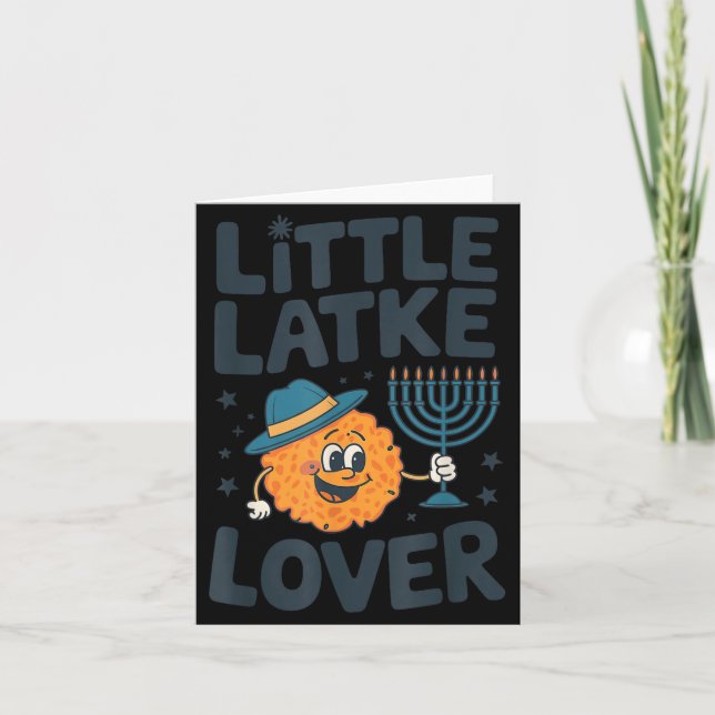 Funny Hanukkah Little Latke Jewish Family Kids Mat Card (Front)