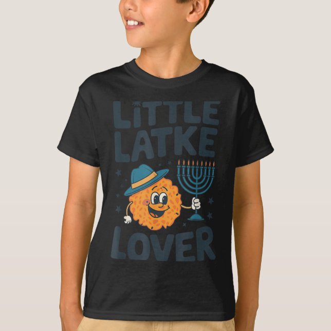 Funny Hanukkah Little Latke Jewish Family Kids Mat T-Shirt (Front)