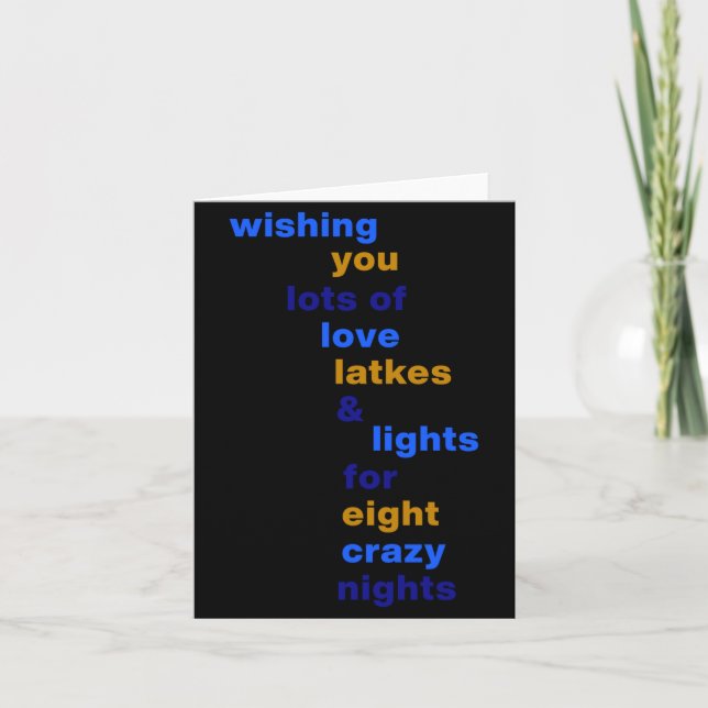 Funny Hanukkah Love Latkes Lights In Blue  Card (Front)