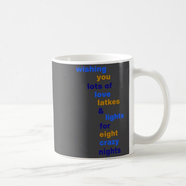 Funny Hanukkah Love Latkes Lights In Blue  Coffee Mug (Right)
