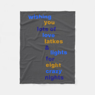Funny Hanukkah Love Latkes Lights In Blue Fleece Blanket