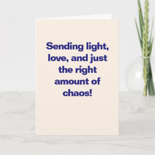 Funny Hanukkah Love Lights Chaos Blue Custom Holiday Card