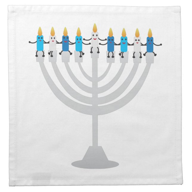 Funny Hanukkah menorah and candles Cloth Napkin (Front)